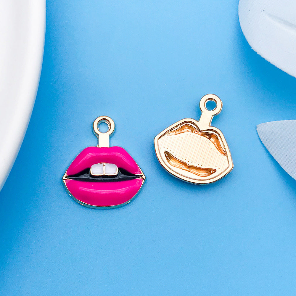 Wholesale Rose Red Drip Oil Cartoon Alloy DIY Necklace Bracelet Pendant